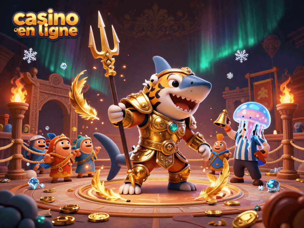Jouez au casino en ligne avec des jeux passionnants illustrés par un requin tigre gladiateur.