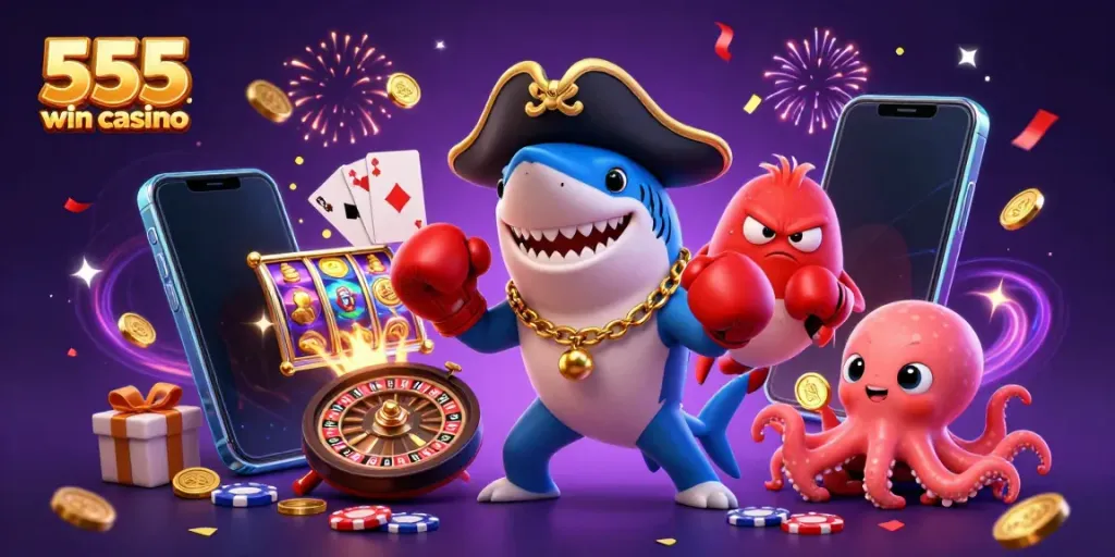 Experience exciting gameplay at 555 win casino with vibrant characters and casino elements.