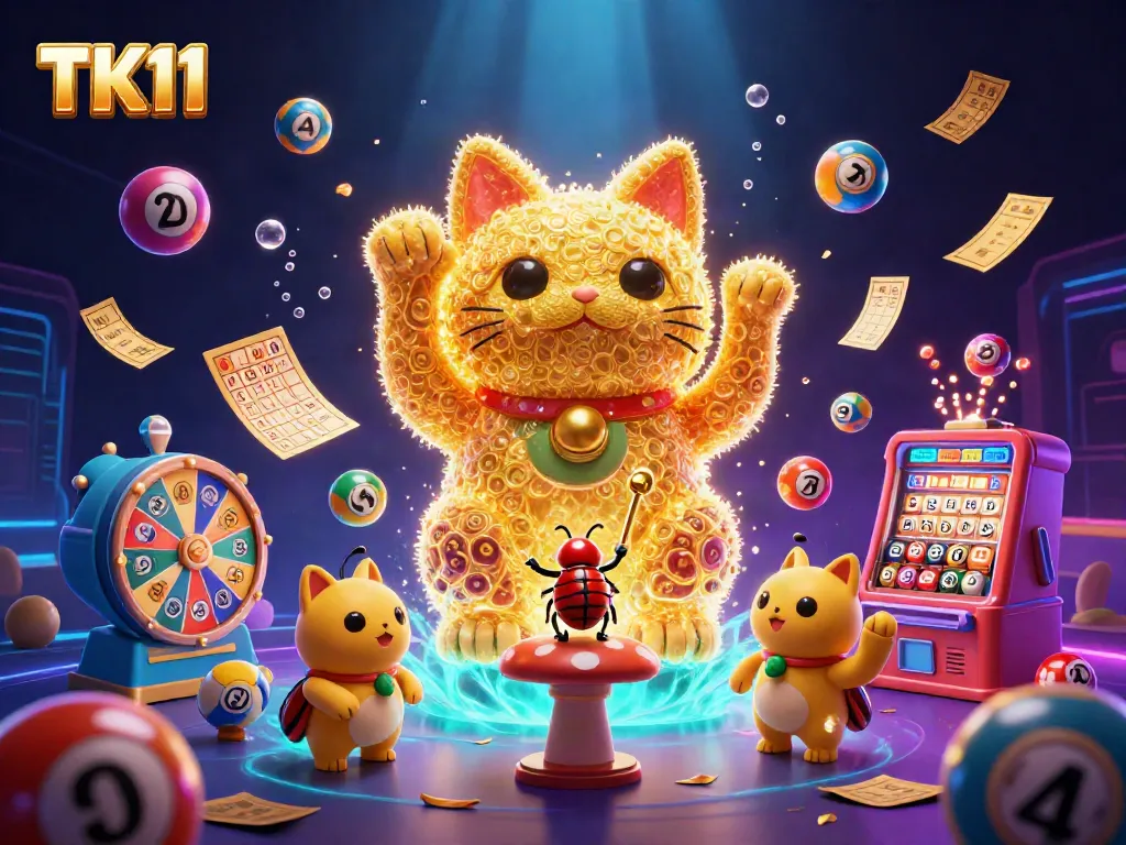 Win big with TK11's vibrant casino-themed illustration showcasing excitement and luck.