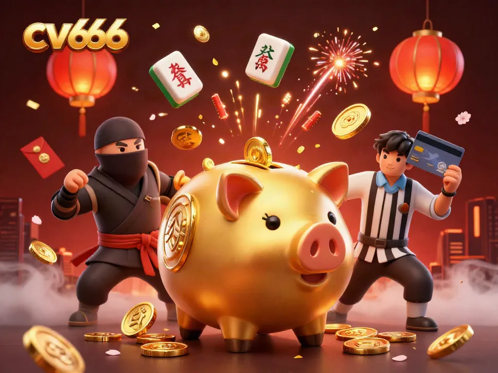 Experience thrilling gameplay at cv666 with animated characters and vibrant casino elements surrounding them.