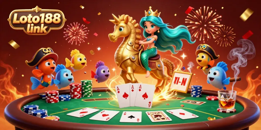 Experience the thrill at Loto188 link with a lively casino scene filled with action and fun.