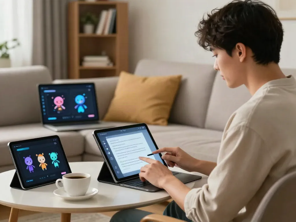 Interactive AI chatbot conversation showcasing the free ai slut experience in a cozy home setting